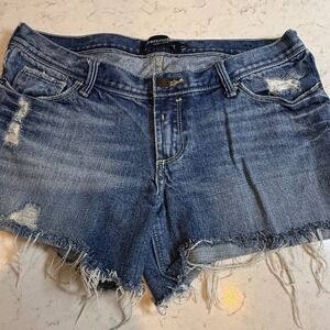 Abercrombie Distressed Denim Cut Off Shorts Medium Wash Raw Hem Girls Size 16